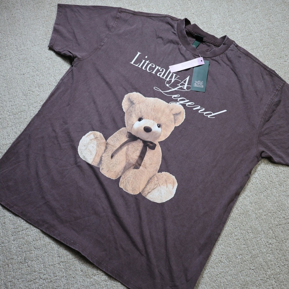 Wild Fable Brown Literally A Legend Teddy Bear Graphic Tee S NWT